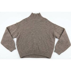 Weekday womens medium Norah wool sweater mock neck tan boxy drop sleeve